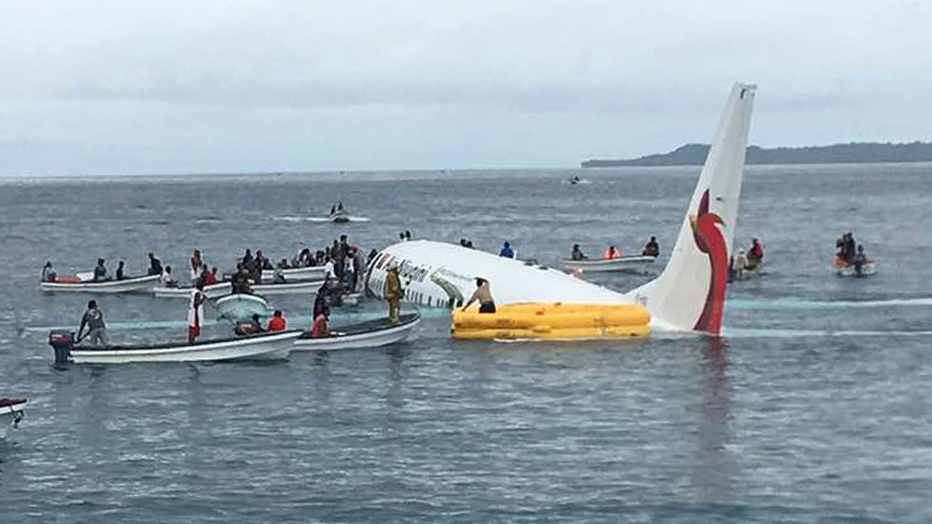 Plane crash in the ocean.